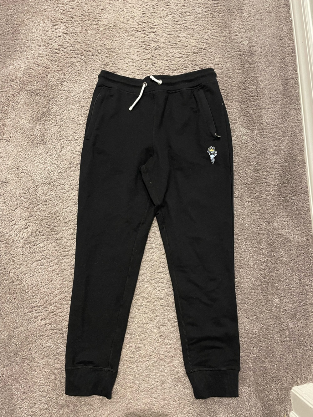 Kids Black Jogger Sweatpants with Embroidered Accent